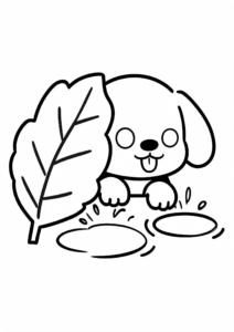 Happy Puppy Splashing in Puddles Printable Coloring Sheet coloring page