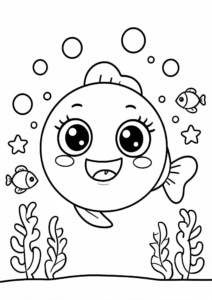Happy Sea Animals Underwater Printable Coloring Sheet coloring page