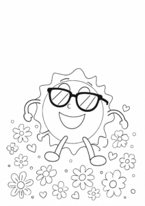 Happy Sun Wearing Sunglasses Coloring Page coloring page