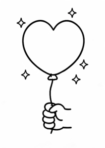 Heart Shaped Balloon with Sparkles Doodle Page coloring page