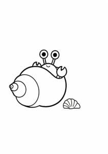 Hermit Crab Peeking from a Seashell Doodle Page coloring page