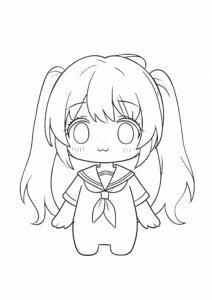 Kawaii Anime Girl Wearing a Sailor Collar coloring page