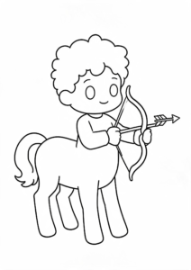 Little Centaur Holding a Tiny Bow Coloring Sheet coloring page
