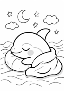 Little Orca Splashing in the Sea Coloring Sheet coloring page