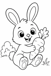 Little Rabbit Holding a Carrot Printable Coloring Page coloring page