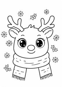 Little Reindeer Wearing a Scarf Printable Coloring Sheet coloring page
