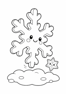 Little Snowflake with a Smiling Face Doodle Card coloring page