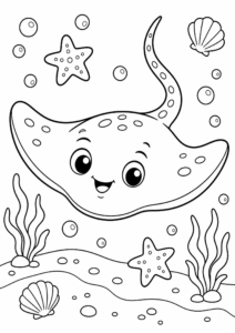 Little Stingray Gliding Over Sand Coloring Sheet coloring page
