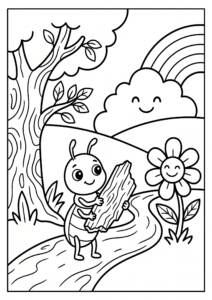 Little Termite Holding a Wood Chip Doodle Page coloring page