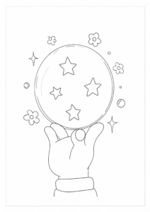 Magic Crystal Ball with Floating Stars Coloring Page coloring page