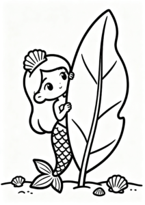 Mermaid Crown with Seashells Doodle Page coloring page