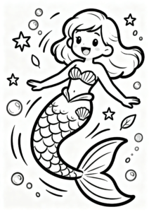 Mermaid Tail with Seashell Patterns Coloring Sheet coloring page
