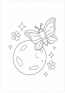 Moth Flying Around the Moon Printable Coloring Sheet coloring page