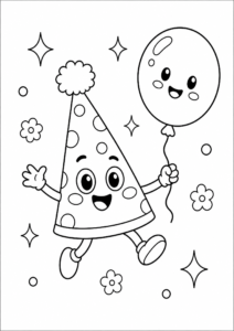 New Year Party Hat with Sparkles Printable Coloring Sheet coloring page