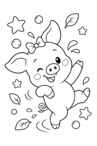 Piglet Wearing a Tiny Bow Coloring Page coloring page