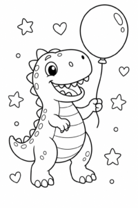 Playful T Rex Jumping Over a Log Doodle Card coloring page