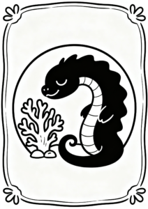 Sea Serpent Sleeping Near Coral Coloring Sheet coloring page
