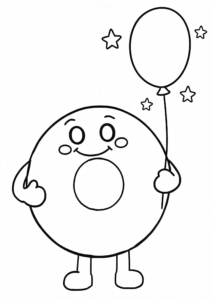 Smiling Donut with Rainbow Icing Coloring Page coloring page