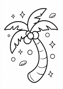 Summer Palm Tree with Coconuts Coloring Page coloring page
