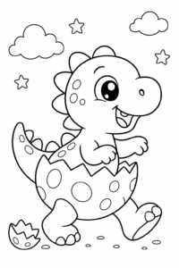 Tiny Dinosaur Hatching from an Egg Coloring Card coloring page