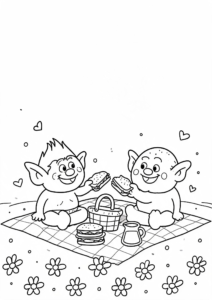 Troll and Ogre Sharing a Picnic Printable Coloring Page coloring page