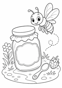 Wasp Flying Around a Jam Jar Printable Card coloring page