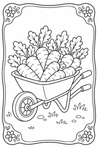 Wheelbarrow Filled with Carrots Coloring Page coloring page