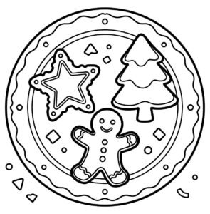 Christmas Cookies Coloring Page with Three Holiday Treats coloring page