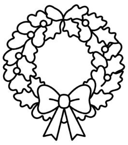 Classic Christmas Wreath Coloring Page with Berries coloring page