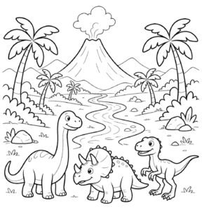 Dinosaur Valley Scene Coloring Page coloring page