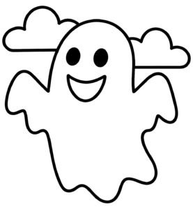 Friendly Ghost Coloring Page for Kids to Print and Color coloring page