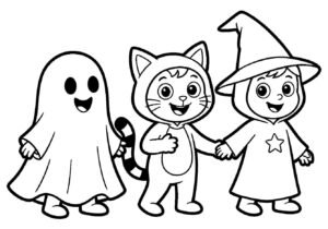 Halloween Costume Parade Coloring Page for Kids coloring page