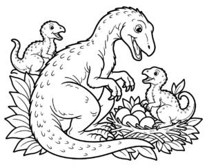 Maiasaura Nest Coloring Page with Hatchlings coloring page