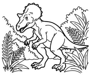 Pachycephalosaurus Coloring Page with Dome Skull coloring page