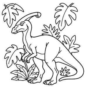 Parasaurolophus Coloring Page with Long Crest coloring page