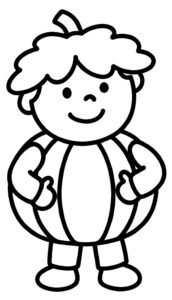 Pumpkin Costume Kid Coloring Page for Halloween coloring page