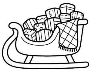 Sleigh with Gifts Coloring Page and Cozy Plaid Blanket coloring page
